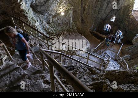 Cave interior of the Predjama Castle (Predjamski Grad) in Slovenia. Stock Photo