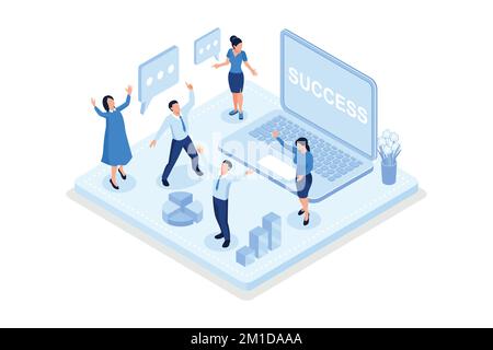 Startup concept with rocket launch. Can use for web banner, infographics, hero images, isometric vector modern illustration Stock Vector