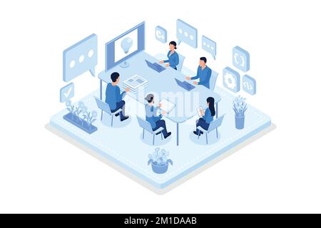 Devops at work concept. Can use for web banner, infographics, hero images, isometric vector modern illustration Stock Vector