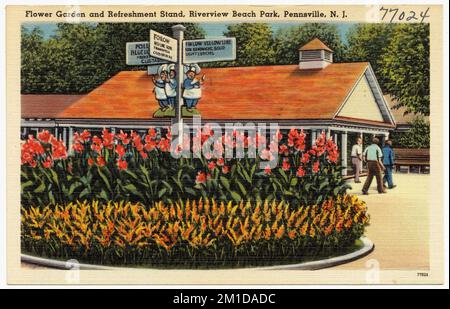 Flower garden and refreshment stand, Riverview Beach Park, Pennsville, N. J. , Restaurants, Parks, Tichnor Brothers Collection, postcards of the United States Stock Photo