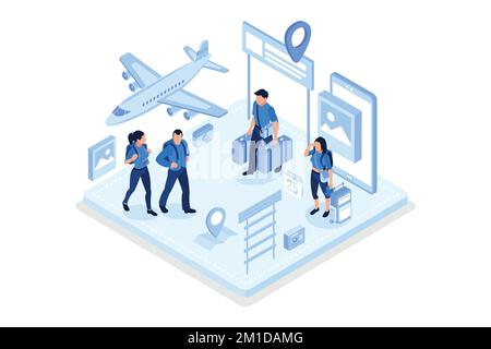 Active travel concept template. Can use for web banner, infographics, hero images, isometric vector modern illustration Stock Vector