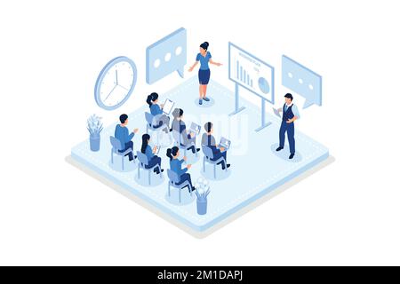Business training or courses concept. Can use for web banner, infographics, hero images, isometric vector modern illustration Stock Vector