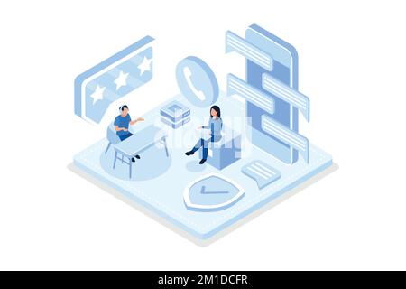 Call center concept. Can use for web banner, infographics, hero images, isometric flat vector modern illustration Stock Vector