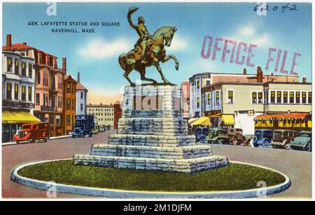 General Lafayette Statue and Square, Haverhill, Mass. , Monuments & memorials, Tichnor Brothers Collection, postcards of the United States Stock Photo