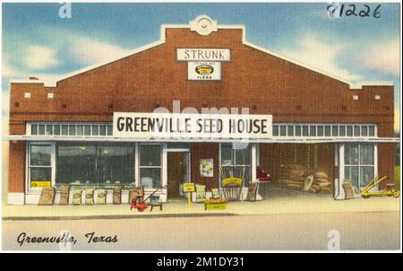 Greenville Seed House, Greenville, Texas , Commercial facilities, Tichnor Brothers Collection, postcards of the United States Stock Photo