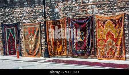 Traditional Turkish hand made carpet and rugs Stock Photo