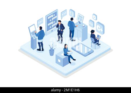 Development team at work concept. Can use for web banner, infographics, hero images, isometric vector modern illustration Stock Vector