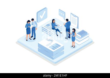People do paperwork concept design. Can use for web banner, infographics, hero images, isometric vector modern illustration Stock Vector