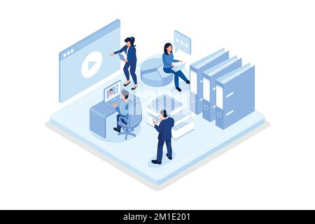 Online education concept with text place. Can use for web banner, infographics, hero images, isometric vector modern illustration Stock Vector
