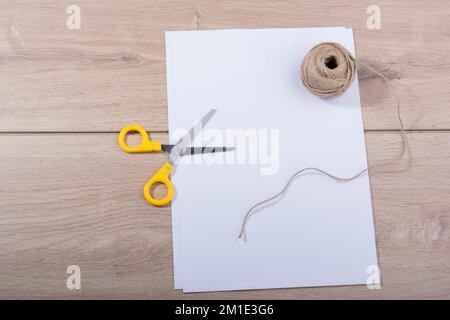 Materials and tools for hand work of art on a desk Stock Photo