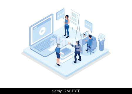 Online courses concept. Can use for web banner, infographics, hero images, isometric vector modern illustration Stock Vector