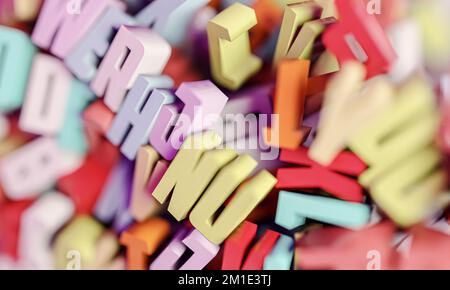 falling letters isolated on white background 3d illustration Stock ...