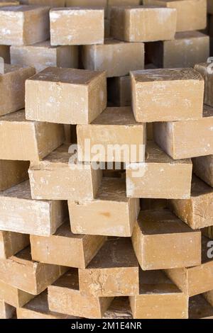 Collection of bars of fragrant hand made organic soap Stock Photo