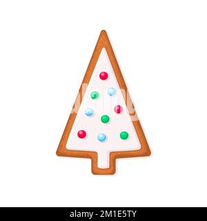 Christmas tree shaped gingerbread cookie. Vector illustration Stock Vector