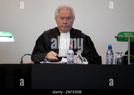 an unidentified man pictured during the first day of the assizes trial of Bert D., before the Assizes Court of East-Flanders in Gent on Monday 12 December 2022. Bert D. is accused of murdering his ex-partner in Sint-Gillis-Waas.The man had attacked his ex in April 2020 after a dispute over custody of the children. The victim had been beaten and strangled. The woman was taken to hospital in critical condition, but died of her injuries. BELGA PHOTO DAVID PINTENS Stock Photo