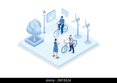 Sustainable economic growth with renewable energy and natural resources, isometric vector modern illustration Stock Vector