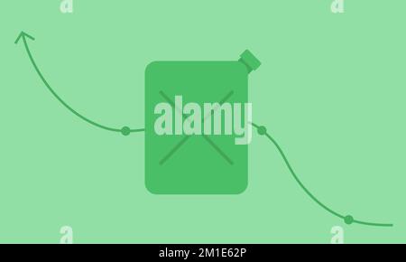Fuel price rising concept. Canister with fuel on the background of arrows Stock Vector