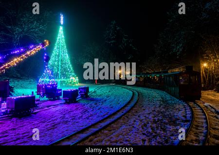 Christmas at Perrygrove Railway, Coleford. Stock Photo