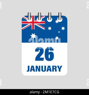 Calendar with Australia Independence Day. Vector icon Stock Vector