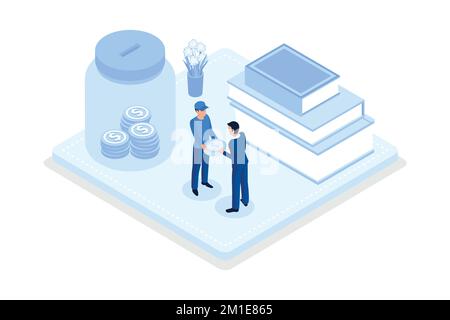 Finance and education, isometric vector modern illustration Stock Vector