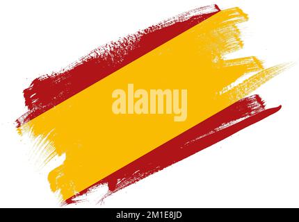 Abstract paint brush textured flag of spain on white background Stock Photo