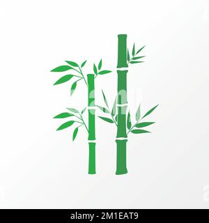 Amazing bamboo with leaf Image graphic icon logo design abstract concept vector stock. Can be used as a symbol associated with plant or nature Stock Vector