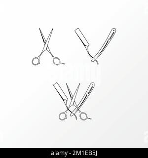 Amazing scissors and shaver with alone and both Image graphic icon logo design abstract concept vector stock. related to barbershop or shaving Stock Vector