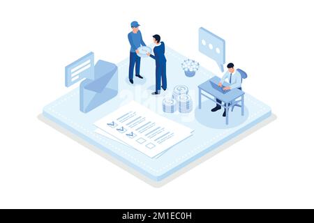 Hr managers searching new employee, isometric vector modern illustration Stock Vector