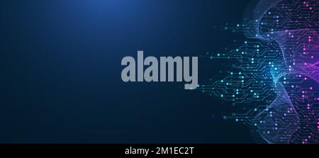 Quantum computer technologies concept. Futuristic blue circuit board background vector. Modern technology circuit board texture background design Stock Vector