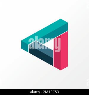 Amazing triangle 3D in three blocks forming Image graphic icon logo design abstract concept vector stock. symbol associated with magic or dimension Stock Vector