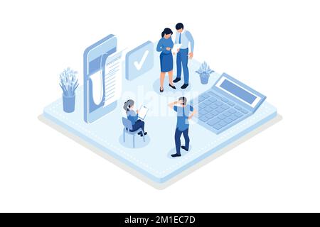Recruitment process. Human resource management and hiring, isometric vector modern illustration Stock Vector