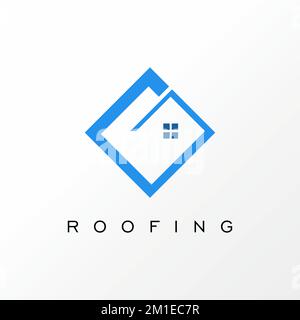 Logo design graphic concept creative abstract premium free vector stock unique quadrangular like roof house with window. Related to property or home Stock Vector