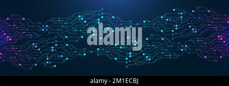 Quantum computer technologies concept. Futuristic blue circuit board background vector. Modern technology circuit board texture background design Stock Vector