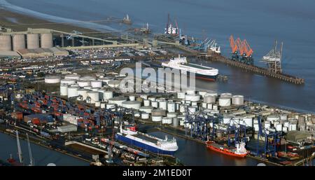 aerial view of Immingham Docks, Lincolnshire Stock Photo