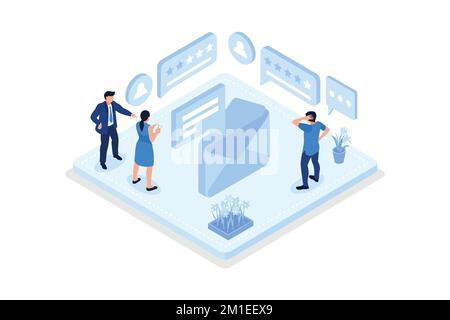 Feedback and review, Rating scale, isometric vector modern illustration Stock Vector