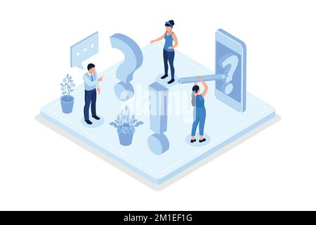 Feedback and review, Characters giving positive feedback to helpdesk service, isometric vector modern illustration Stock Vector