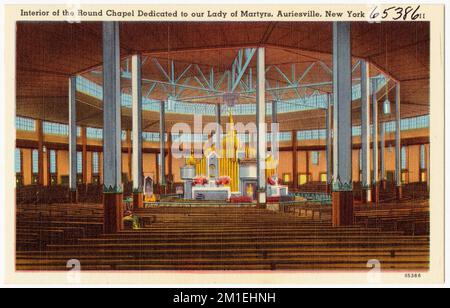 Interior of the Round Chapel dedicated to our Lady of Martyrs, Auriesville, New York. , Religious facilities, Tichnor Brothers Collection, postcards of the United States Stock Photo