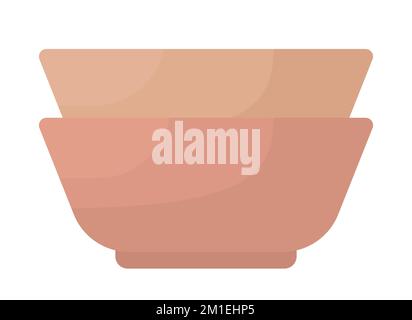 Clay bowls stack semi flat color vector object Stock Vector