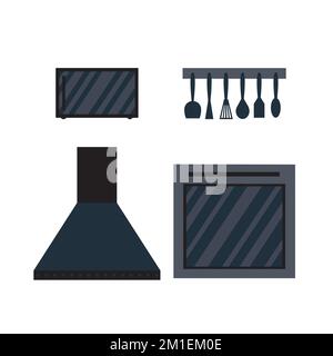Flat style kitchen equipment Stock Vector