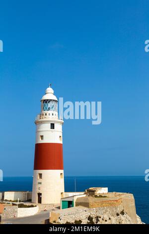 Europa Point lighthouse built by Sir Alexander Woodford in mid-19th century in Gibraltar Stock Photo