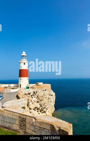 Europa Point lighthouse built by Sir Alexander Woodford in mid-19th century in Gibraltar Stock Photo