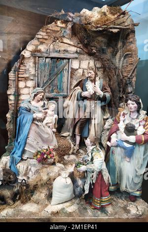 Maddaloni Italy. 11th Dec 2022. Handmade nativity scene by the