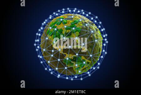 Planet Earth in internet network network and cyberspace. Concept. Stock Photo
