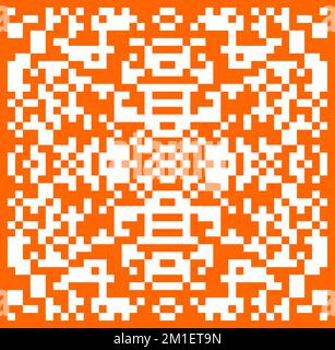 Geometric Pattern With Squares In Orange Yellow Color. Pixel Pattern Background Stock Vector