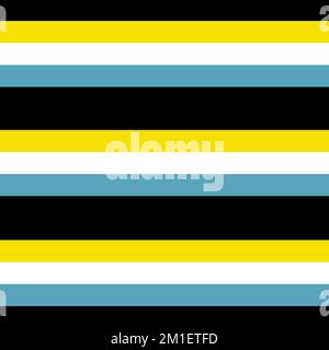 Blue Yellow Black And White Horizontal Striped Pattern Stock Vector