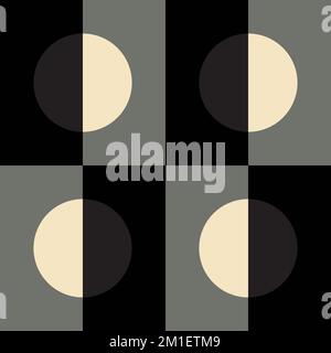 Mid Century Modern Simple Geometric Minimalist Art. Grey Black Geometric Poster. Abstract Modern Backgrounds With Geometric Shapes And Circles Stock Vector