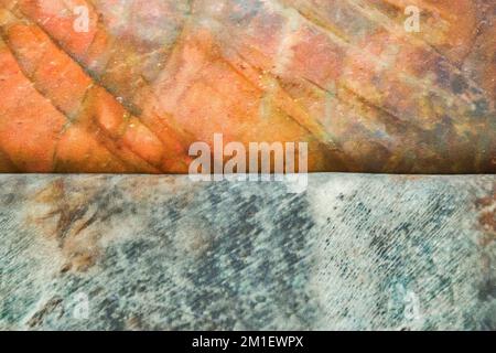 Viscose fabric sample in different color patterns closeup as textile background Stock Photo