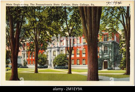 Main Engineering, The Pennsylvania State College, State College, Pa. , Universities & colleges, Tichnor Brothers Collection, postcards of the United States Stock Photo