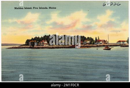 Malden Island, Five Islands, Maine , Islands, Tichnor Brothers Collection, postcards of the United States Stock Photo