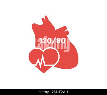 Human Heart beat icon, medical heartbeat rhythm and blood pressure logo design. Hypertension pulse health care vector design and illustration. Stock Vector